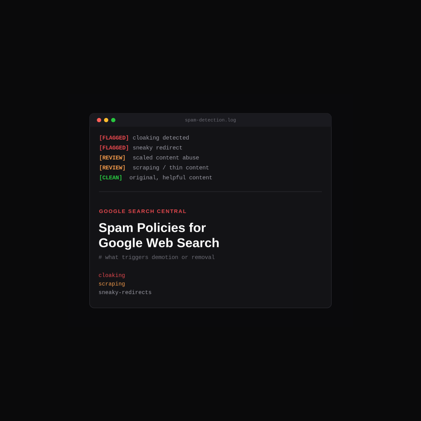 Spam Policies for Google Web Search