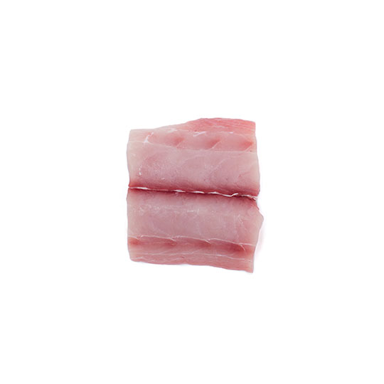 A raw piece of fish on a white background. Image of Fresh Seafood from Bear Flag Fish Co.