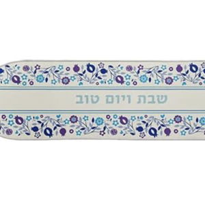 Heat Resistant Dining Table Thermal Runner for Shabbat & Jewish Holidays (Blue Pomegranates)