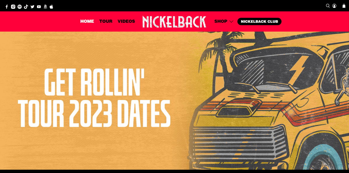 Screenshot of Nickelback, from the band websites collection.