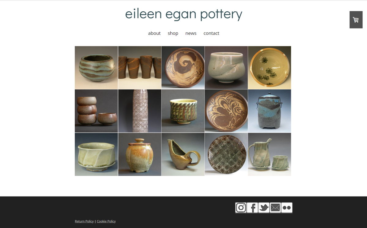 Screenshot of Eileen Egan Pottery , from the jimdo websites collection.