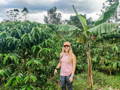 Claudia neben Robusta-Kaffeepflanzen in Uganda