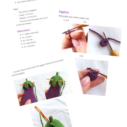 AUBERGINE Amigurumi Patroon PDF Haak Voedsel Patroon Speel Voedsel Amigurumi Aubergine Haak Speel Voedsel Voedsel Haakpatroon Groente Haak