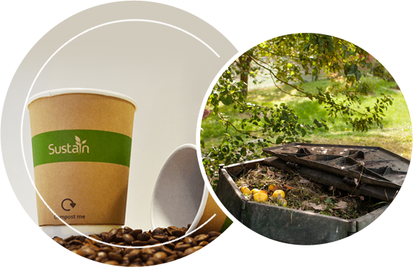 Biodegradable cups and compostable products leaves and potato