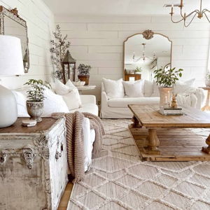 Malilinao Farmhouse High Low Textured Shag Area Rug - Boho Moroccan Geometric Carpet for Living Room, Bedroom, Dining Room - Cream, Peach, Light Gray - 7'10" x 10' (8x10 Area Rug)