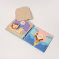 Montessori Twist and Match Puzzle toy featuring realistic images of zebras, lions, elephants, and giraffes. 
