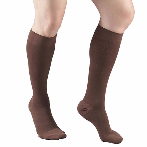 Knee High Closed Toe Medical Stockings in Brown