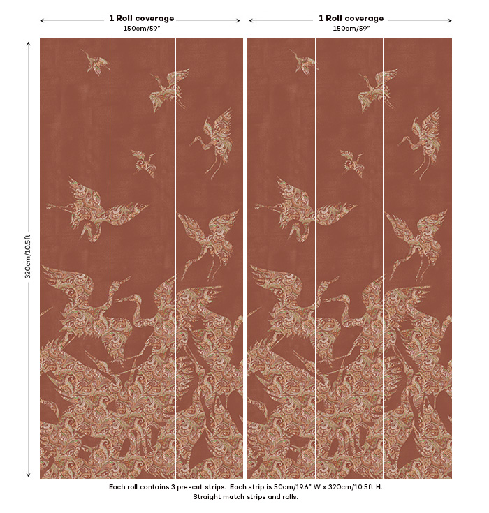 brown beautiful crane wallpaper panels mage