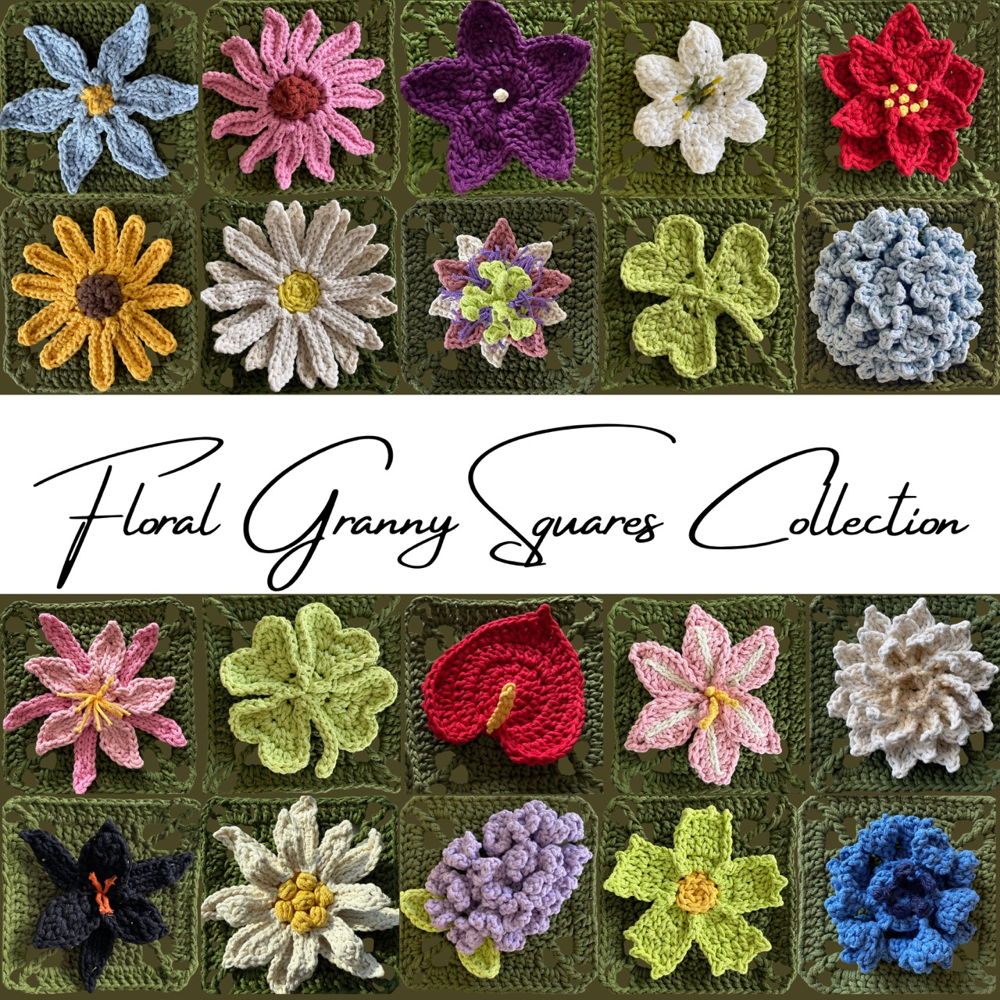 Floral Granny Squares Crochet Ebook - Unique Flowers Collection - 20 patterns