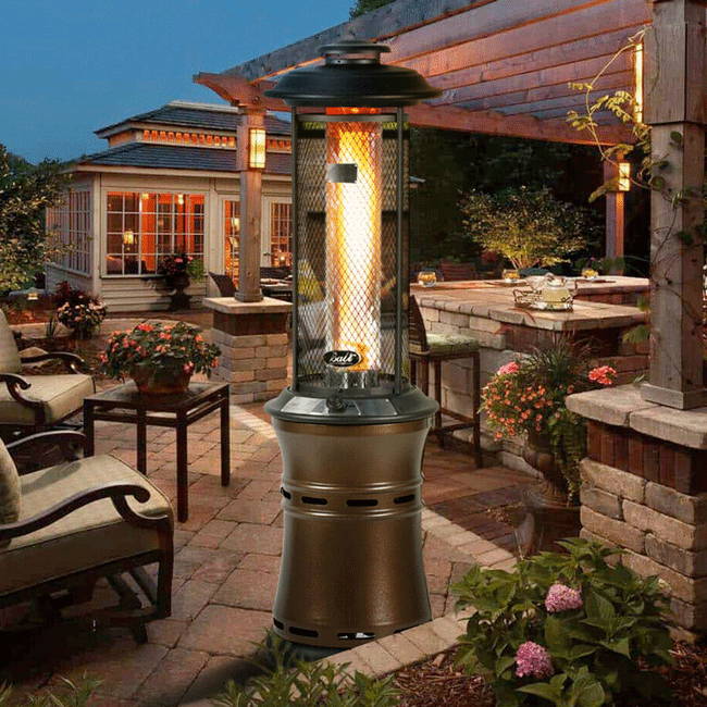 Outdoor Patio Heater Propane Gas Stainless Steel, 48000BTU 9Ft Space Standing Patio Heater Outdoor with Wheels