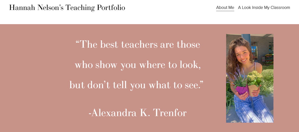 Screenshot of Ms. Nelson’s Classroom, from the teacher portfolios collection.