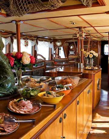 Delicious buffet lunch on the Vltava River