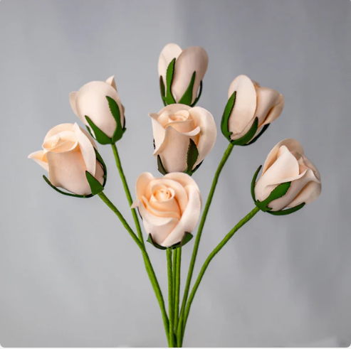 Solid Peach Velveteen Bud- Realistic Artificial Flowers - Image 3