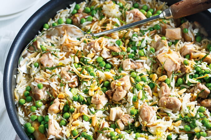 Vermicelli Rice with Chicken and Peas