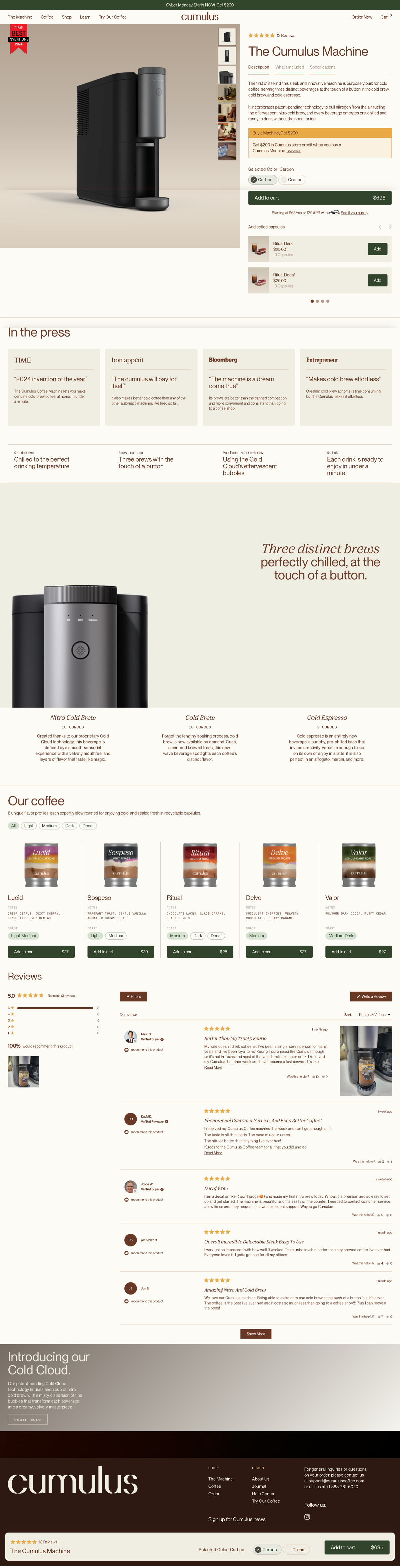 Screenshot of The Cumulus Machine, from the product page examples collection.
