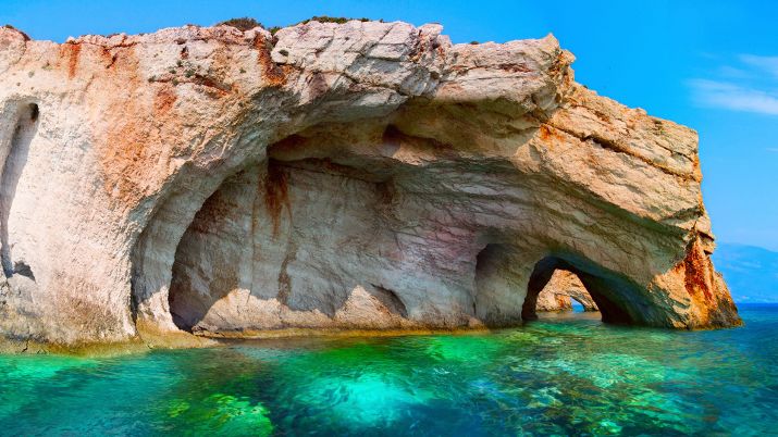 The Blue Caves, Greece, are a popular spot for snorkeling and diving due to the remarkable underwater visibility and marine life