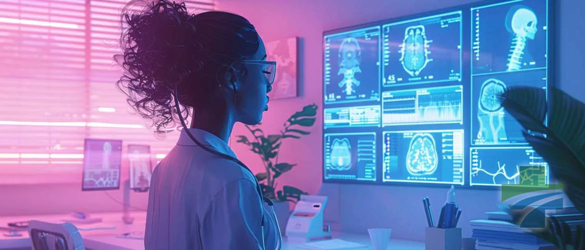 AI assistant interpreting patient data, enhancing healthcare management.