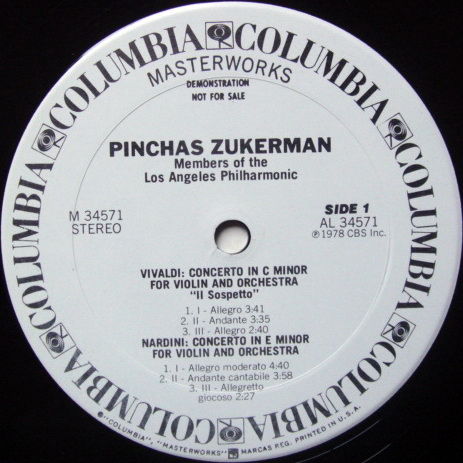 CBS / ZUKERMAN, - Baroque Violin Conertos, MINT, White ...