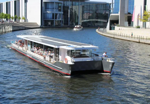 East Side Gallery Spree Cruise in a Solar Catamaran