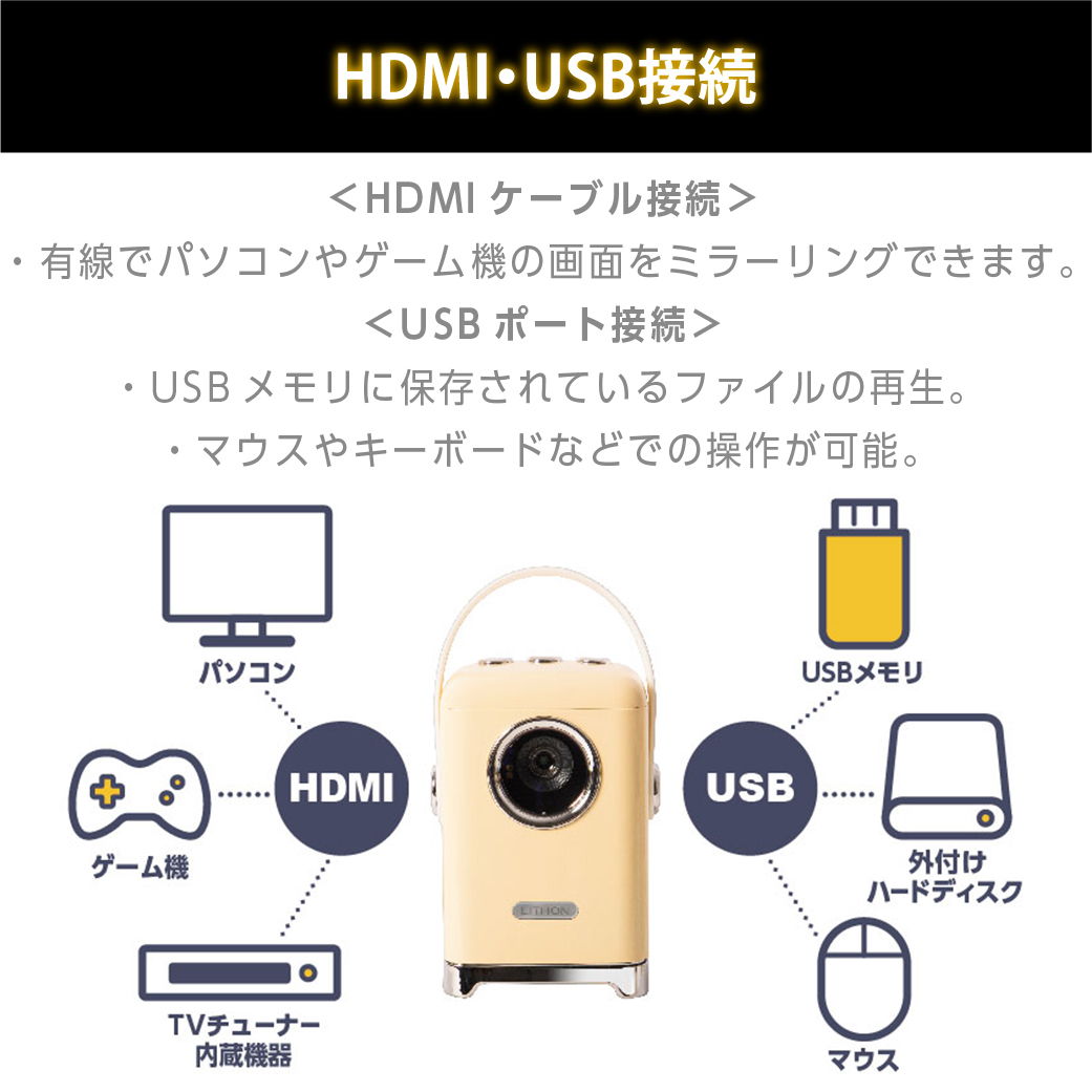 HDMI・USB接続