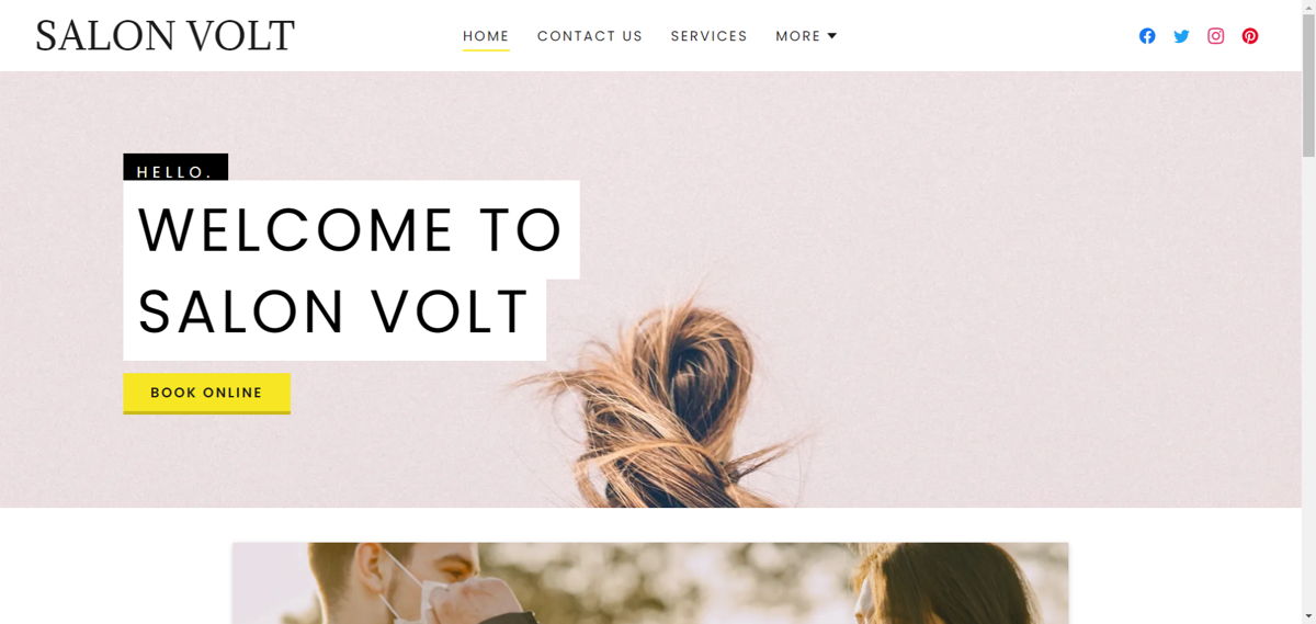 Screenshot of Salon Volt, from the salon websites collection.