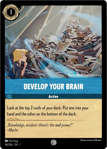 Develop Your Brain Card from Disney’s Lorcana: The First Chapter