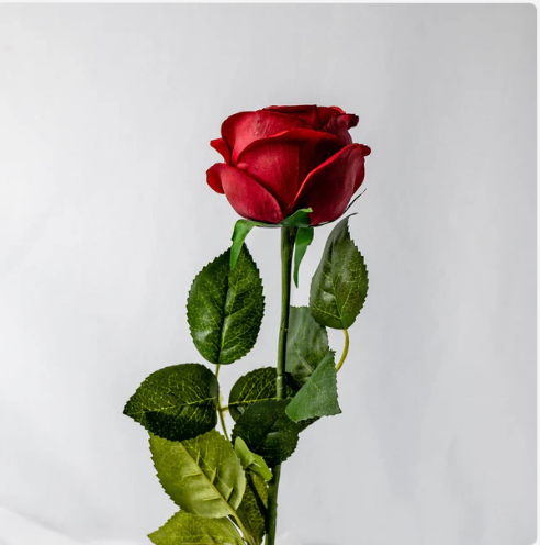 Red David Austin Real Touch Open Bud Rose - Realistic Artificial Flowers - Image 3