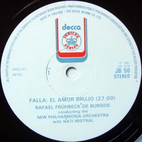 DECCA JUBILEE / DE BURGOS, - Falla El Amor Brujo, MINT!
