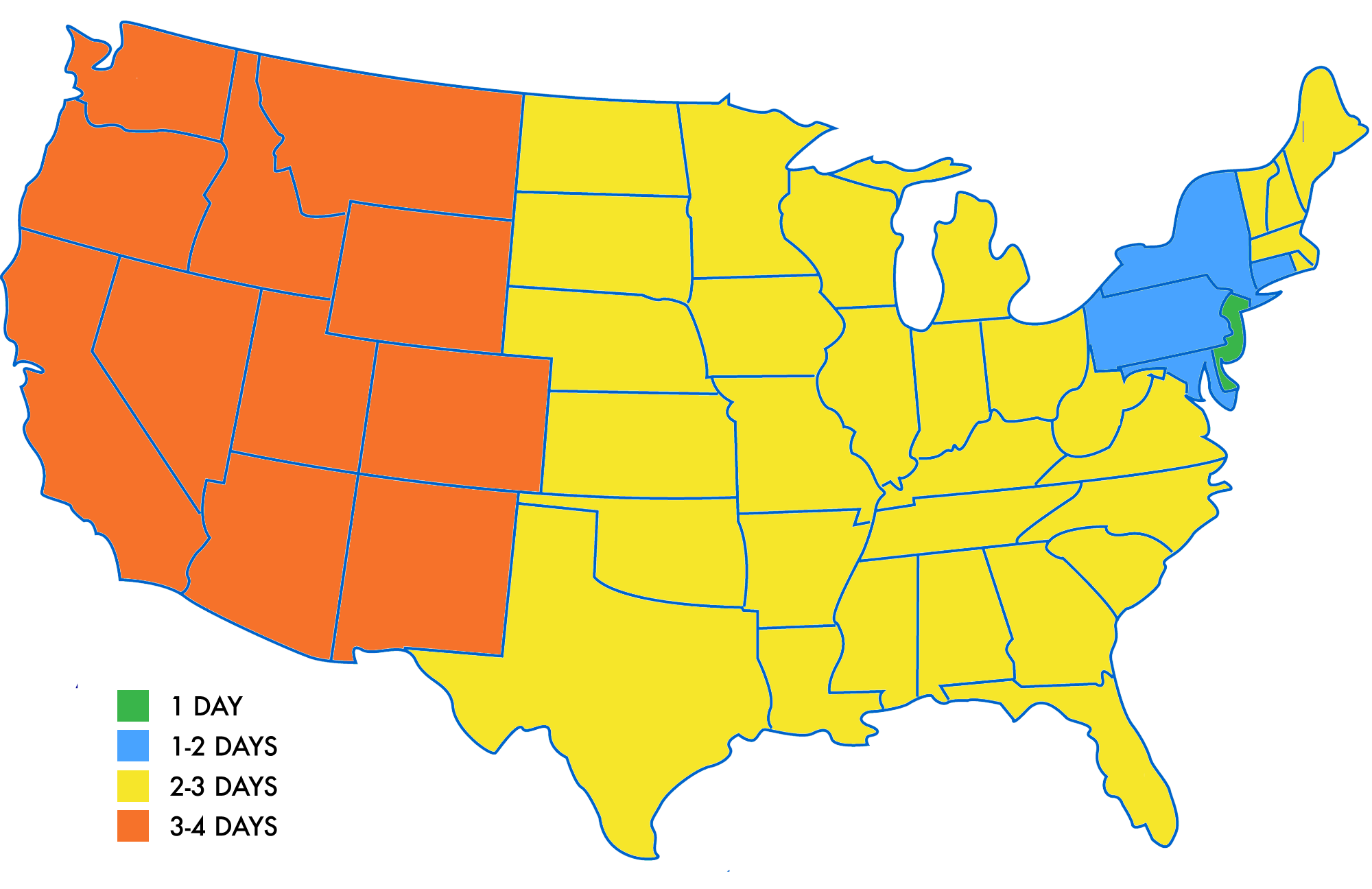 graphic of United States shipping time