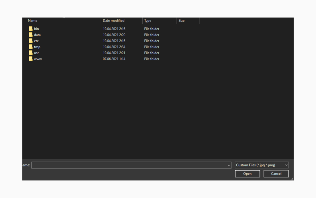 File extensions shouldn’t always be grouped by a file content type. You can also put other extensions there, such as audio and video. Windows file upload window