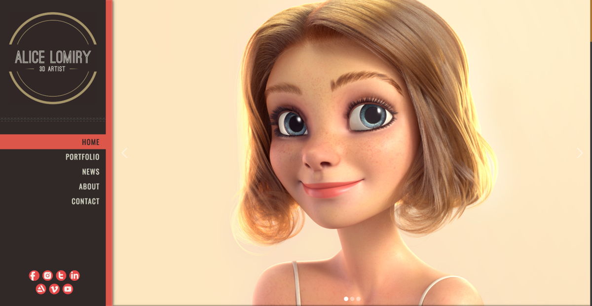 Screenshot of Alice Lomiry 3D Artist, from the 3d artist portfolios collection.