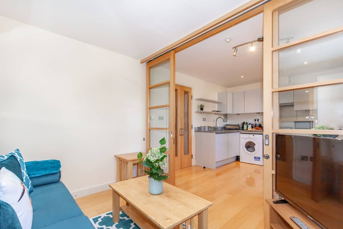 Living room facing the kitchen