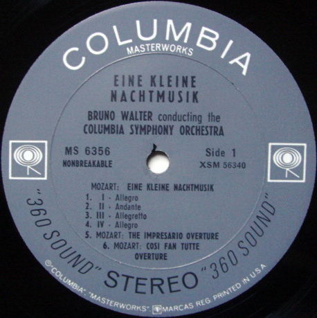 Columbia 2-EYE / BRONO WALTER, - Mozart Eine Kleine Nac...