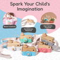Infographic showing Montessori Wooden Camera and it's elements.