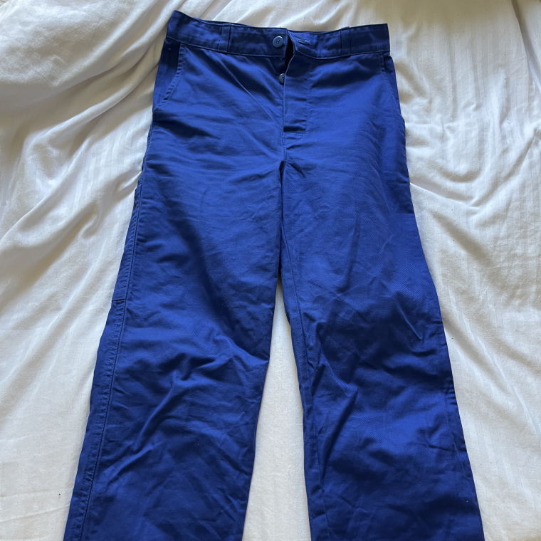 Blue straight pants in cotton 
