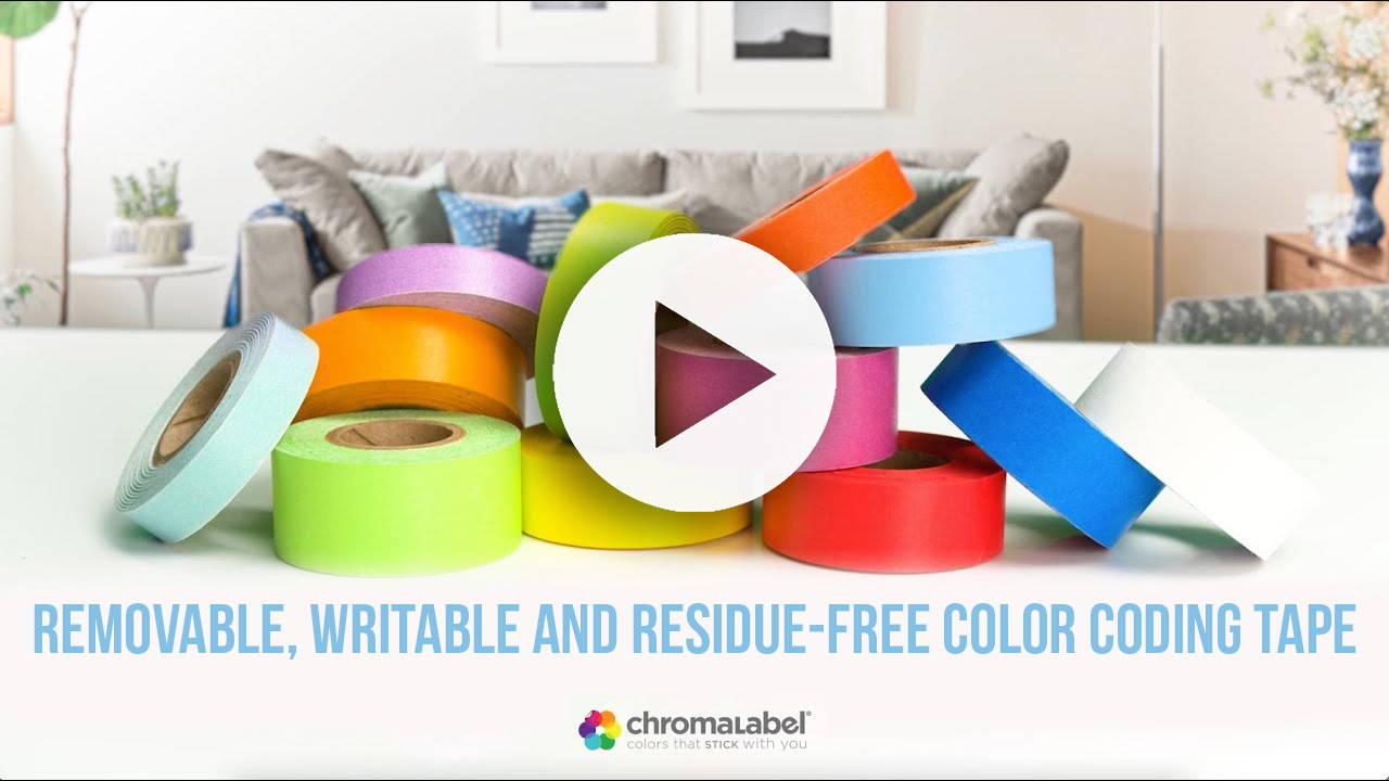 thumbnail image 2 of ChromaLabel Color Coding Tape - 5 Color Variety Pack, 0.75" X 500" Removable Paper Tape 2 of 9