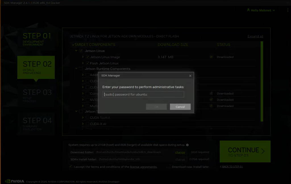 SDK Manager step-2 password