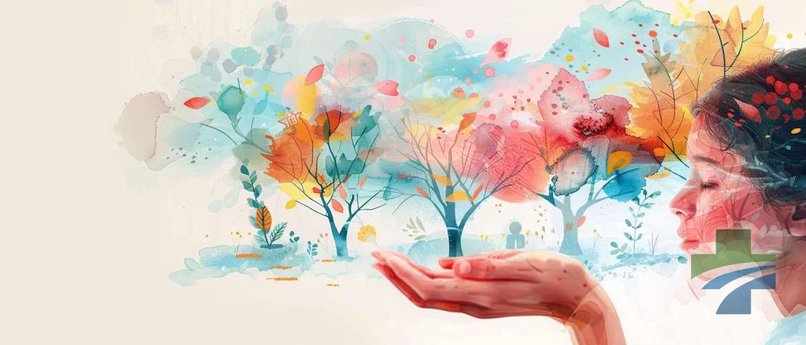 Abstract illustration of a tranquil psychiatric care environment