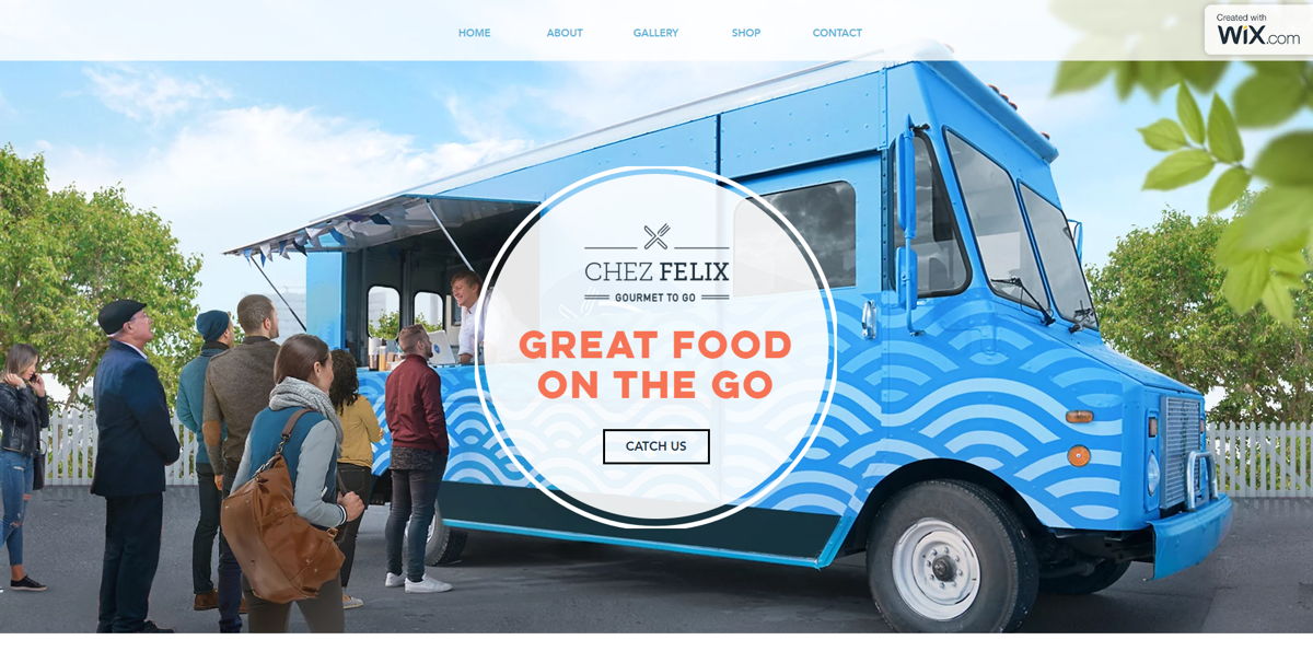 Screenshot of Chez Felix Gourmet, from the food truck websites collection.