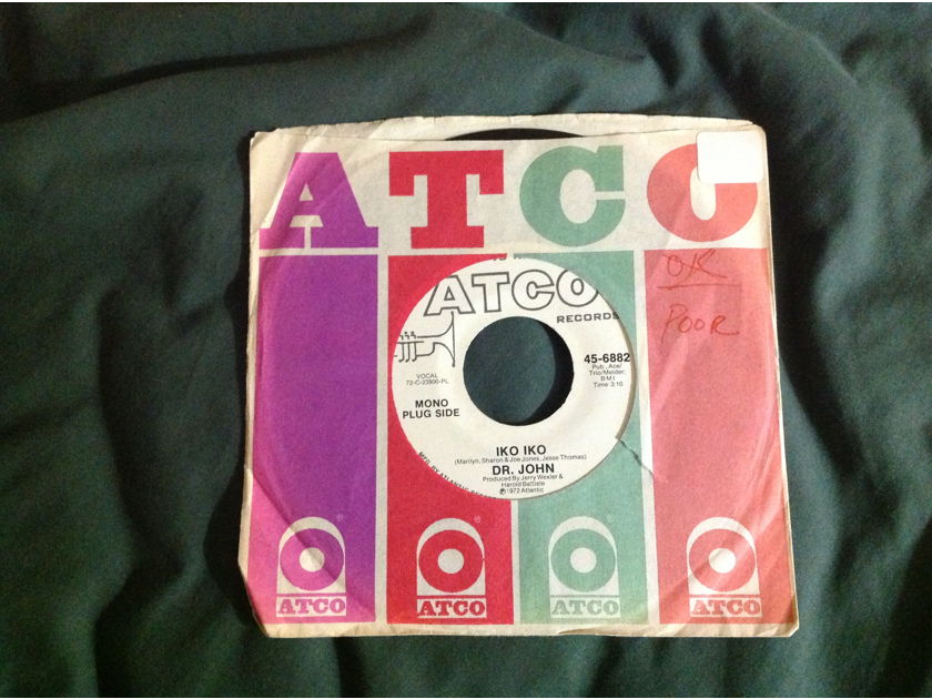 Dr. John - Iko Iko Promo Mono Stereo 45 Single  Atco Records Vinyl NM