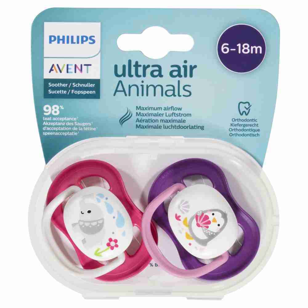 Avent Ultra Air Soother 6-18Months Animal 2Pk
