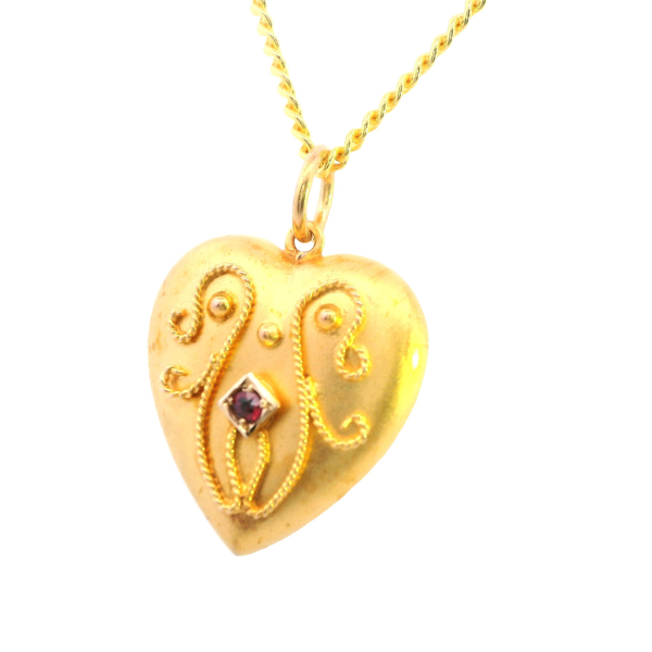 Gold Garnet Heart Pendant - Image 5