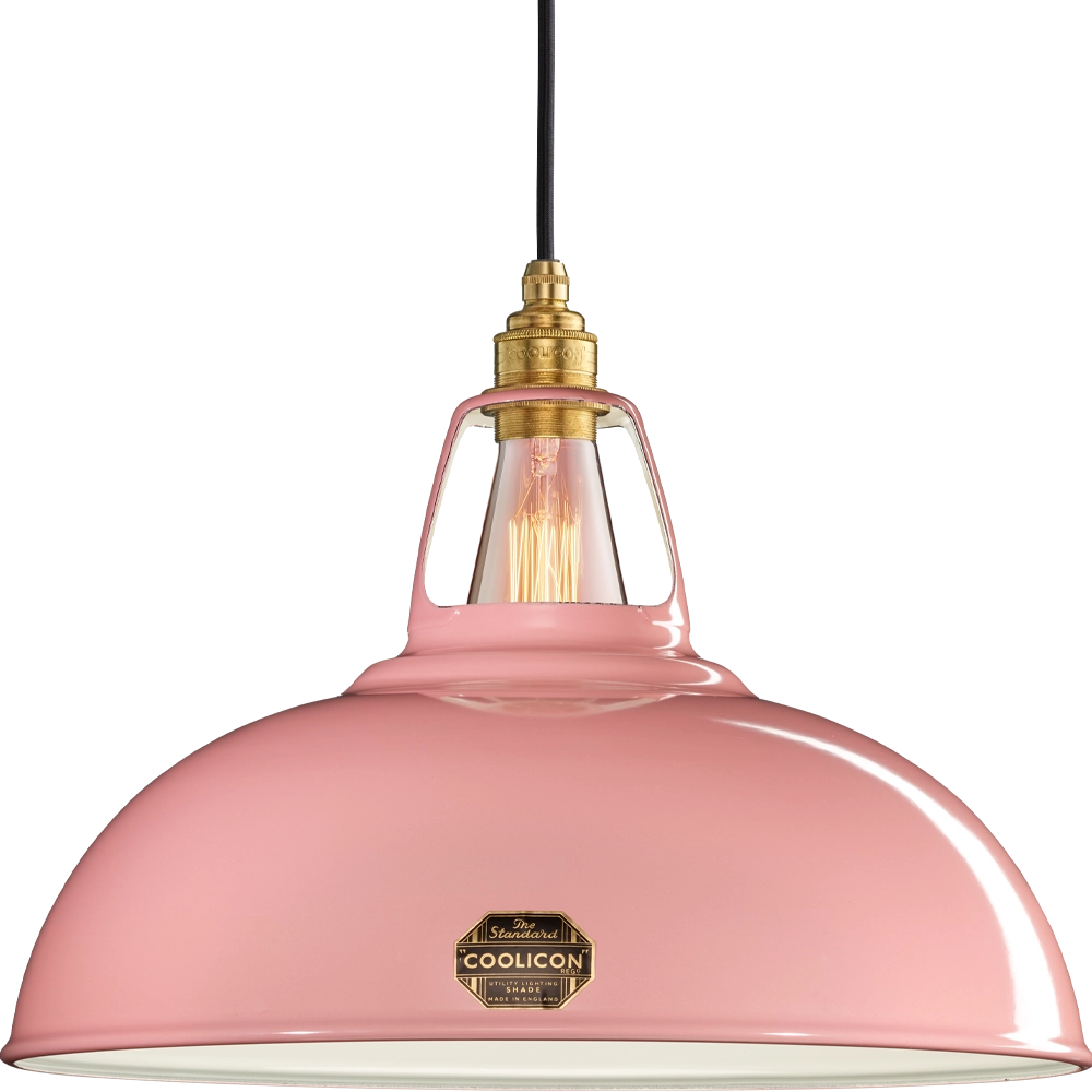 Large Powder Pink Coolicon lampshade with a Brass pendant set