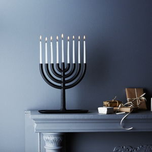 AREAWARE Cast Iron Menorah for Hanukkah Candle Holder