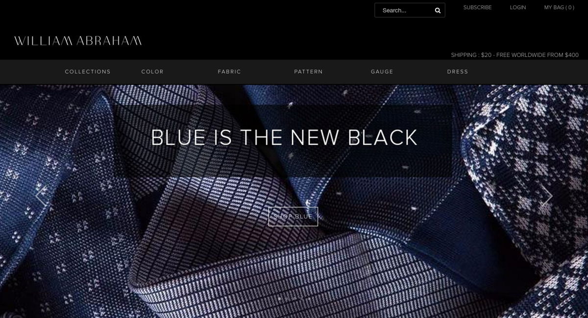 Screenshot of William Abraham, from the shopify stores collection.