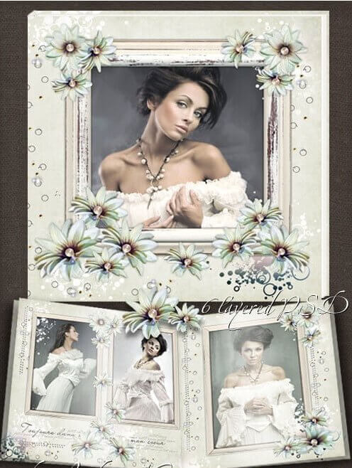 Шаблон винтажной романтической фотокниги для Фотошоп