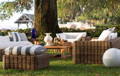 rattan outdoor furniture on lawn