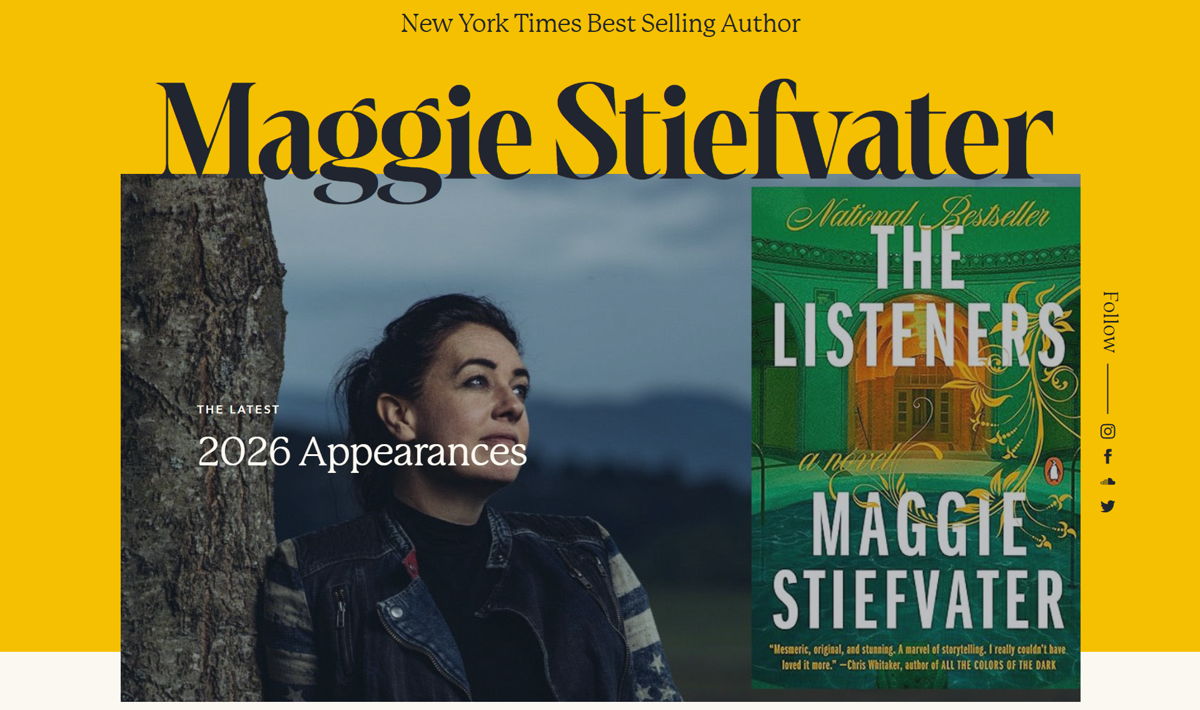Screenshot of Maggie Stiefvater, from the wordpress websites collection.