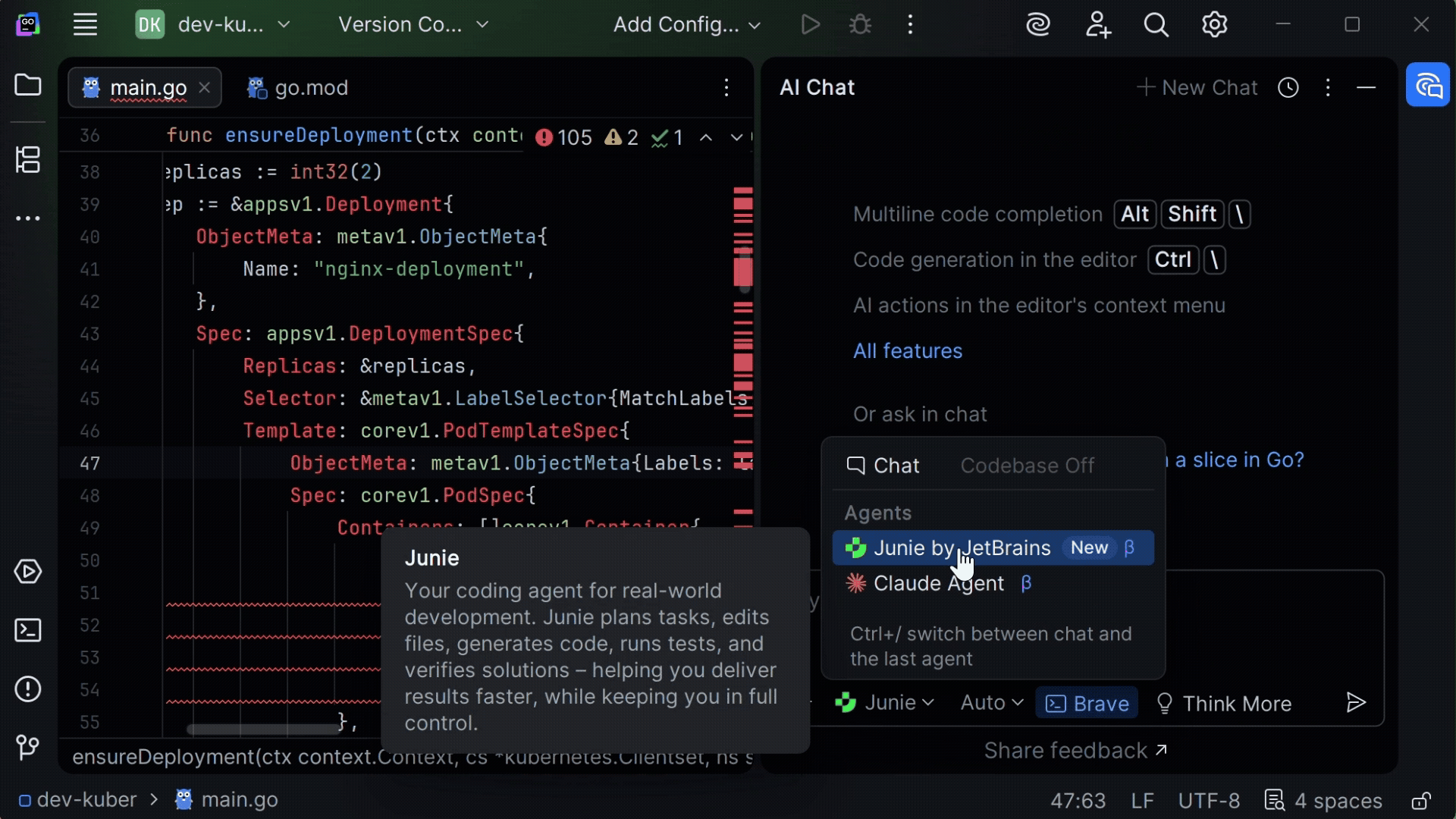 Debugging with Junie