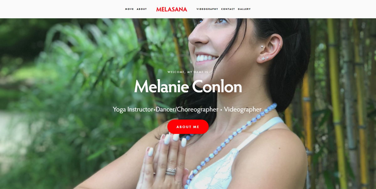 Screenshot of Melasana, from the dancer websites collection.